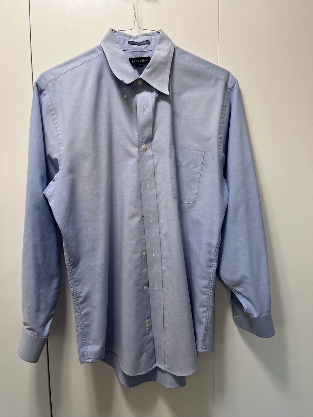 Lands' End Men's Light Blue Oxford Button-Down Dress Shirt